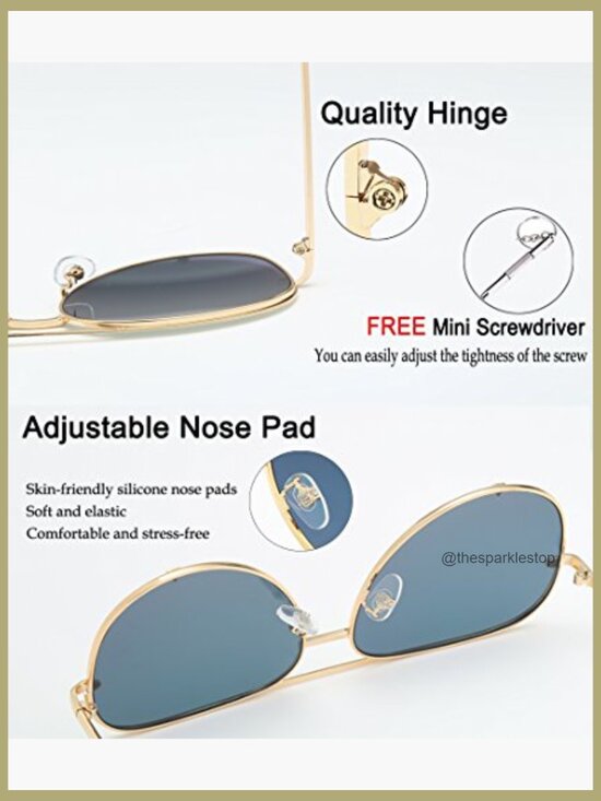 UV400 Aviator Sunglasses with Alloy Metal Frame